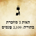אות גימ"ל גדולה ומתחתיה כתוב שהאות מוזכרת בתורה 2,109 פעמים.