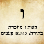 אות ו"ו גדולה ומתחתיה כתוב שהאות מוזכרת בתורה 30,513 פעמים.