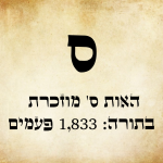 אות סמ"ך גדולה ומתחתיה כתוב שהאות מוזכרת בתורה 1,833 פעמים.