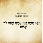 המילים "ישׂא ה' פניו אליך וישׂם לך שׁלום:" מתוך ספר במדבר, פרשת נשא, פרק ו', פסוק כ"ו. הטקסט כתוב באותיות עבריות מנוקדות על רקע דמוי נייר.
