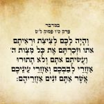 המילים "והיה לכם לציצת וראיתם אתו וזכרתם את כל מצות ה' ועשיתם אתם ולא תתורו אחרי לבבכם ואחרי עיניכם אשר אתם זנים אחריהם:" מתוך ספר במדבר, פרק ט"ו, פסוק ל"ט. הטקסט כתוב באותיות עבריות מנוקדות על רקע דמוי נייר.