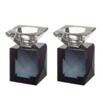 פמוטי קריסטל דגם "קלאסי שחור" בגובה 9 ס"מ